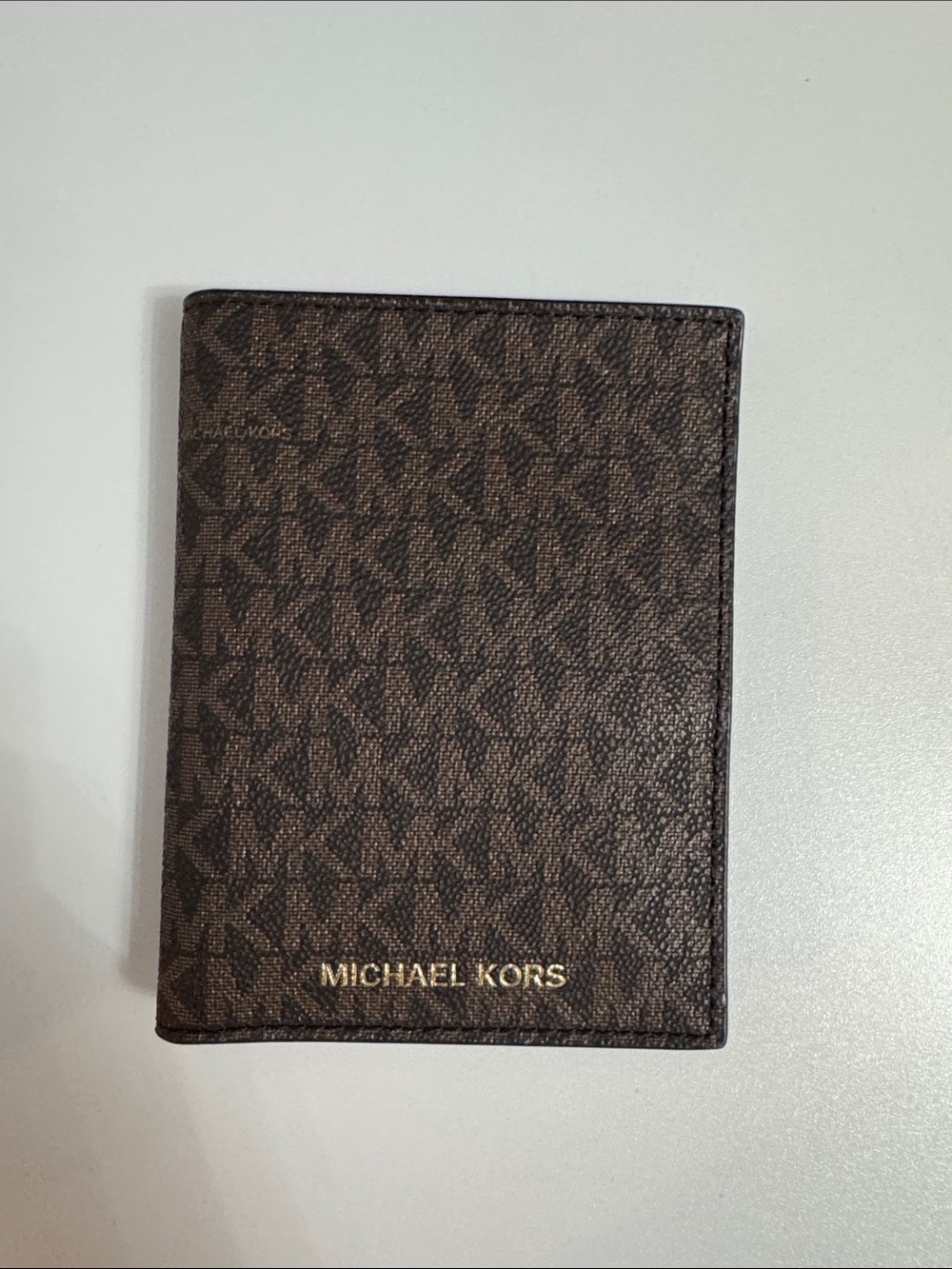 Michael Kors Dark Brown MK Monogram Card & Passport Folio